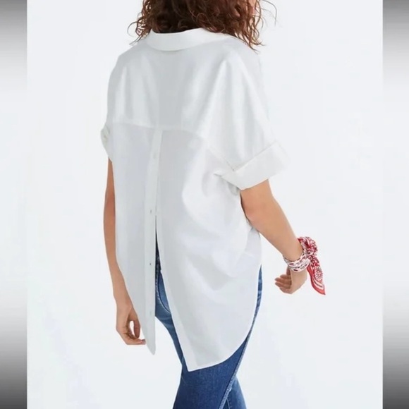 Madewell Courier Button-Back Top in Pure White Women's XS - Picture 11 of 12